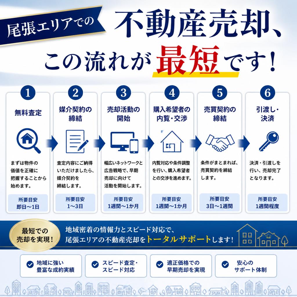 尾張エリアの不動産売却の流れをわかりやすく解説｜つきさゆ不動産