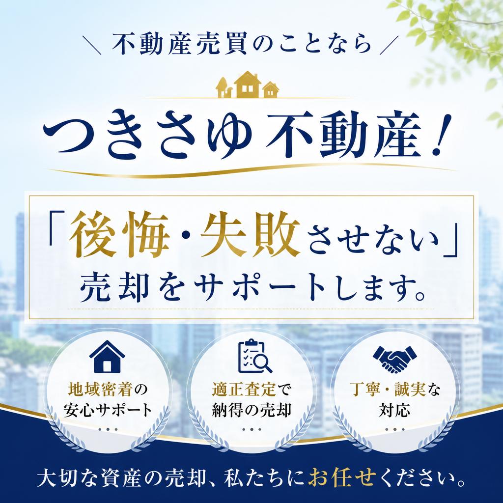不動産売買のことならつきさゆ不動産！「後悔・失敗させない」売却をサポートします。